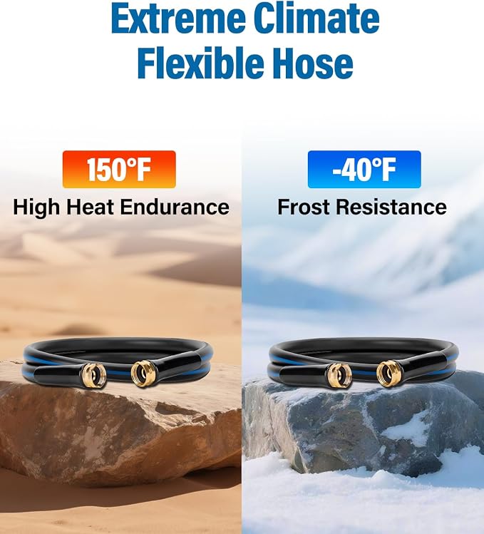 Short Garden Lead-In Hose 3ft X 5/8" Female to Female, 3 Feet Flexible Leader Water Hose With Swivel Handle, Heavy Duty Small Garden Water Hose for Outdoor Indoor