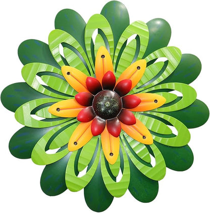 AHYS Metal Flowers Wall Decor Indoor Outdoor Metal Wall Art for Home Farmhouse Living Room Bedroom Bathroom Garden Decorations - Green
