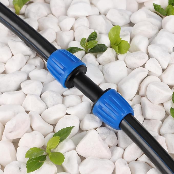 RedChili 10 Pcs 1/2 Inch Irrigation Tubing Coupling Fittings, (1/2" ID x0.6-0.65" OD) 16mm Drip Tubing Barbed Locked Nuts Connectors Anti-Drop 1/2" Coupler Parts for Garden Lawn Irrigation System
