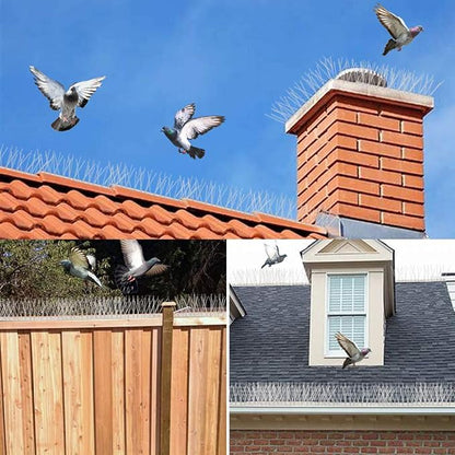 Bird Spikes Cover 11Feet Stainless Steel Pigeons Spikes Small Bird Spikes for Roof Fence Window Mailbox(10pcs)