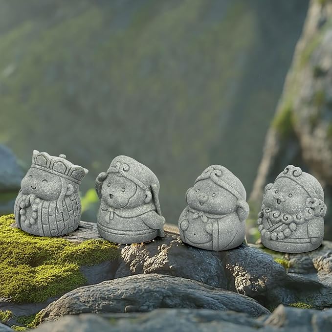 4Pcs Cute Buddha Statue Set | 2 Inch Monk Figurines of Tang Monk, Sun Wukong, Zhu Bajie & Sha Wujing for Office Desk Decor and Chinese Culture Gifts