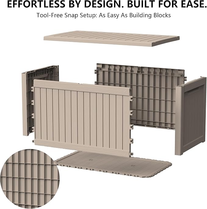 Outdoor Storage Box, 270 Gallon Waterproof Deck Box [Upgraded 3.0], Super-Sized Gas-Spring Resin Trunk for Large Seat Pillows, Heavy-Duty Lockable Backyard Storage Sofa, Garden Lawn, Grey