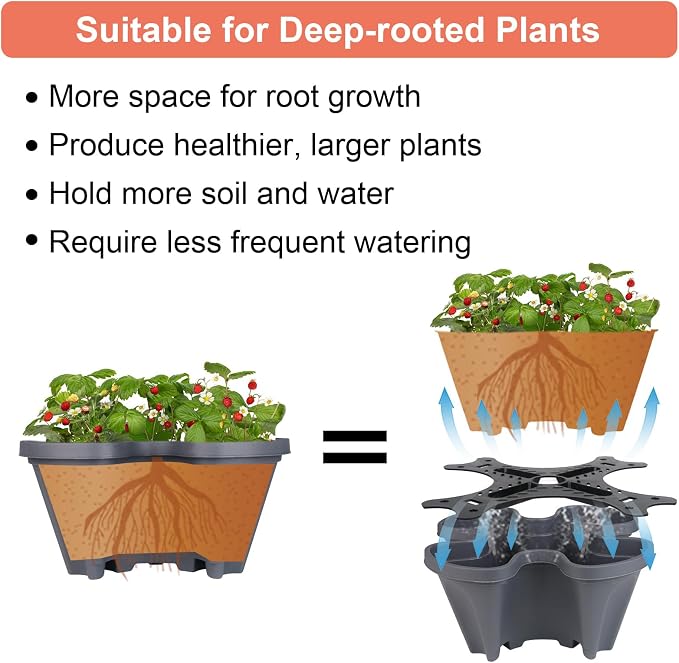 GameXcel Vertical Planter Tower - 6 Tier Stackable Garden Planters with Wheels and Tools Plant Pots for Strawberry Herb Flower and Vegetable Indoor Outdoor Use Dark Gray