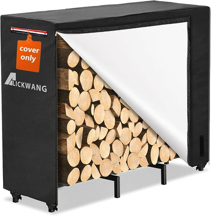 5ft Firewood Rack Cover,Heavy Duty 600D Waterproof Outdoor Firewood Storage Rack Covers,All Weather Protection Outdoor Firewood Rack Covers.24 D x 60" W x 42" H(Cover Only)