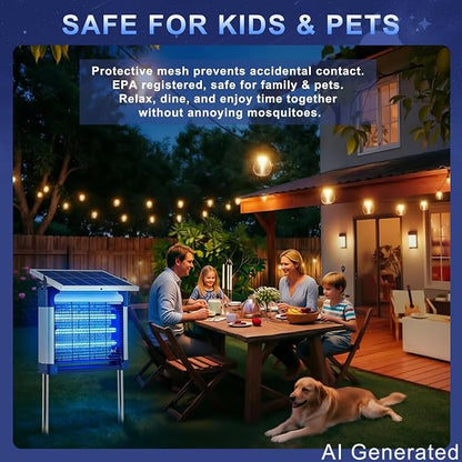 Solar Bug Zapper Outdoor (Silver Gray, 15.5in Diagonal)