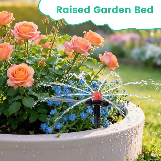 240FT Quick-Connect Drip Irrigation System Garden Watering System | 1/4" & 1/2" Fast-Lock Tubing, Adjustable Nozzles Emitters for Outdoor Raised Garden Beds,Greenhouse, Lawn, Patio