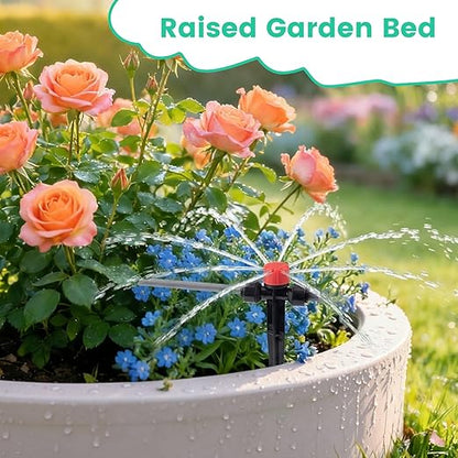 240FT Quick-Connect Drip Irrigation System Garden Watering System | 1/4" & 1/2" Fast-Lock Tubing, Adjustable Nozzles Emitters for Outdoor Raised Garden Beds,Greenhouse, Lawn, Patio