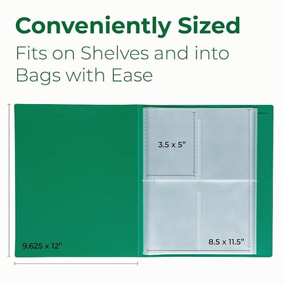 Samsill Seed Organizer, 4 Pocket Reusable Garden Storage Protector, 3.5" x 5" Clear Sleeves, Planner, 32 Pockets, Holds Up to 64 Packets, Green