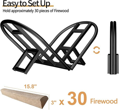 Lilybud--lily Firewood Rack Outdoor Indoor, Foldable Wood Rack Metal Firewood Holder Indoor Small Log Wood Storage Fireplace Log Holder for Firepit Stoves