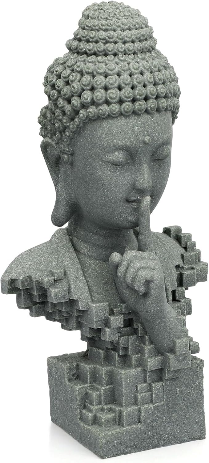 Meditating Buddha Zen Sculpture, Large Resin Desk Statue for Indoor Decor, Zen Meditation Figurine for Home Altar, Yoga Room, Peaceful Space