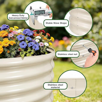 AHEONLAR 3Pack 3x2x2ft Galvanized Raised Garden Beds Outdoor, Oval Raised Beds for Gardening Metal Planter Boxes for Planting Vegetables, Fruit, Herb, White