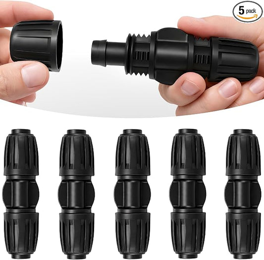 Carpathen Drip Irrigation Parts - 6PCS 1/2 to 1/2 inch Couplers for Quick Connect Drip Irrigation System - Leak Free Coupling Connectors for 1/2" Tubing
