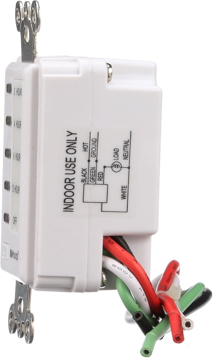 Southwire Woods In-Wall 12-Hour Digital Countdown Timer - Automatic Shut-Off Timer - LED Compatible Timekeeper - Energy-Efficient Wall-Mounted Timer - White