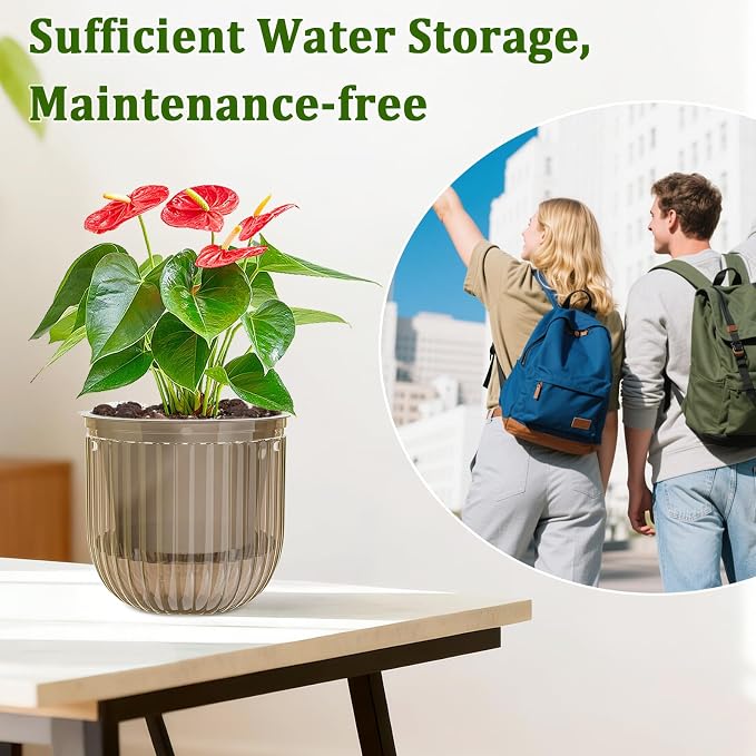 Halatool 2 Pack 6.5 Inch Self-Watering Hanging Planters for Indoor Plants, Outdoor Flower Pots with 2 Metal Chains, Visible Water Level Indicator & Drainage Holes for Wall, Garden, Home (Starry Gray)