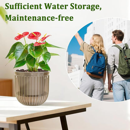 Halatool 2 Pack 6.5 Inch Self-Watering Hanging Planters for Indoor Plants, Outdoor Flower Pots with 2 Metal Chains, Visible Water Level Indicator & Drainage Holes for Wall, Garden, Home (Starry Gray)