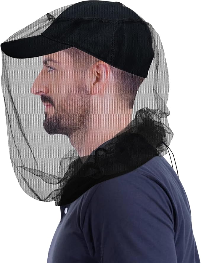 South to East Premium Mosquito Head Net for Insect 2 Pack, Ultra Clear View, Extra Fine Holes, Chemical-Free Fly & Bug Protection for Camping, Hiking, Fishing, Safari, Fit All Hats for Men & Women