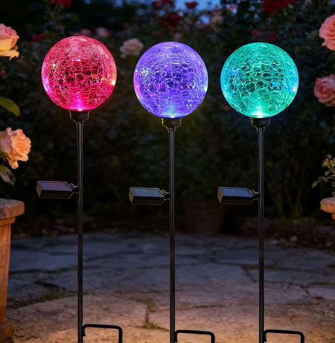 Solar Garden Lights, 6 Pack Multi-Color Changing Solar Globe Lights Outdoor Waterproof Decorative for Yard, Powered Glass Ball Garden Lights for Patio Decoration (6pack)