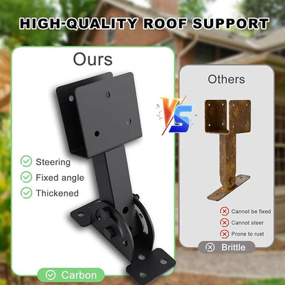 2x4 Heavy Duty Roof Riser Brackets Kit 4 Pcs, Adjustable Angle Pergola Support Brackets Black Powder-Coated Patio Roof Lift Brackets Suitable for Patio Gazebos/Pergolas