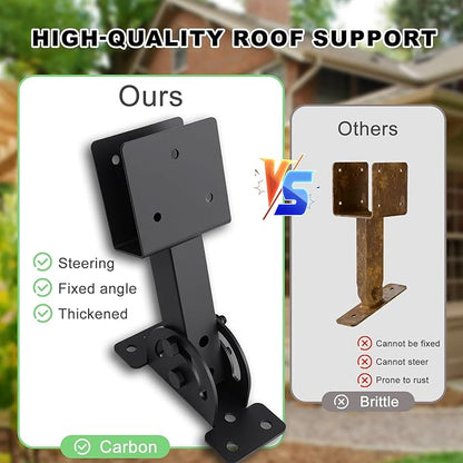 2x4 Heavy Duty Roof Riser Brackets Kit 2 Pcs, Adjustable Angle Pergola Support Brackets Black Powder-Coated Patio Roof Lift Brackets Suitable for Patio Gazebos/Pergolas