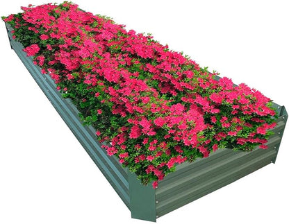 8x2x1ft Green Metal Raised Garden Bed Kit, Galvanized Outdoor Planter Box for Vegetables, Flowers, Herbs, and Succulents,120 Gallon Capacity