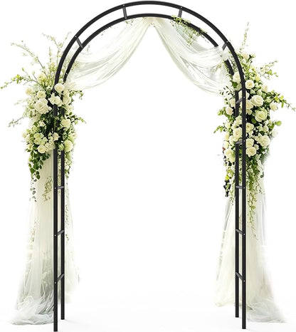 Metal Garden Arch Trellis for Climbing Plants, 94.5" H x 55" W Outdoor Arbor with Rust-Proof Steel Frame, Heavy-Duty Wedding Arch Stand for Ceremony Decor, Balloon Arch Frame for Parties