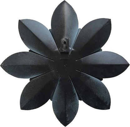 Metal Flower Wall Art Decor, 9.5" Blue Rustic Modern Floral Sculpture | Gradual Distressed Hanging Home Decoration Accent Artworks, Indoor Bedroom Living Room Office, Outdoor Garden Patio