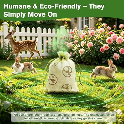 12 Pack Powerful Deer and Rabbit Repellent Pouches, Natural Rabbit Repellent Outdoor Use Safe for Kid & Pet, Effective Deer Away Deer Repellent for Plants, Garden, Yard, Lawn, Orchard & Vegetable Bed