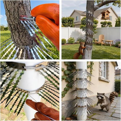 Anti-Bird/Squirrel Spikes & Squirrel Proof Baffle for Bird Feeders Pole | 4in Multi-Layer Barrier with 23 Prong,for Shepherd's Hooks/Fences/Roofs/Trees/Gutters&Downspouts.Repels Pigeons,Raccoons,Mice