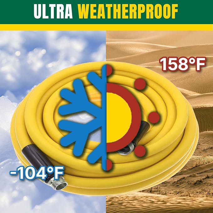T TOVIA 30 ft Garden Hose x 5/8 in,All Weather Hybrid Water Hose,Lightweight,Kink Free.Flexible Garden Hose with 3/4'' Aluminum Fittings,Watering Equipment for Outdoor, Backyard, Lawn