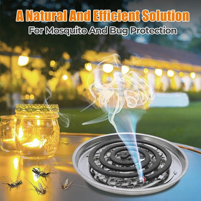 20 Pack Mosquito Repellent Coils, Natural Citronella Mosquito Coils Outdoor Indoor - 7 Hour Long Lasting Bug Repellent for Yard, Camping - Plant Based Insect Control with 1 Holder 2 Stands