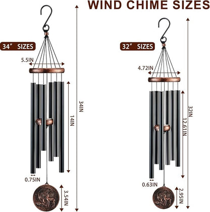 Wind Chimes for Outside, Vintage Deer Deep Tone Wind Chime Outdoor Clearance, Patio Porch Balcony Decoration, Garden Hanging Decor Gifts for Women Mom Grandma (34" Deer)