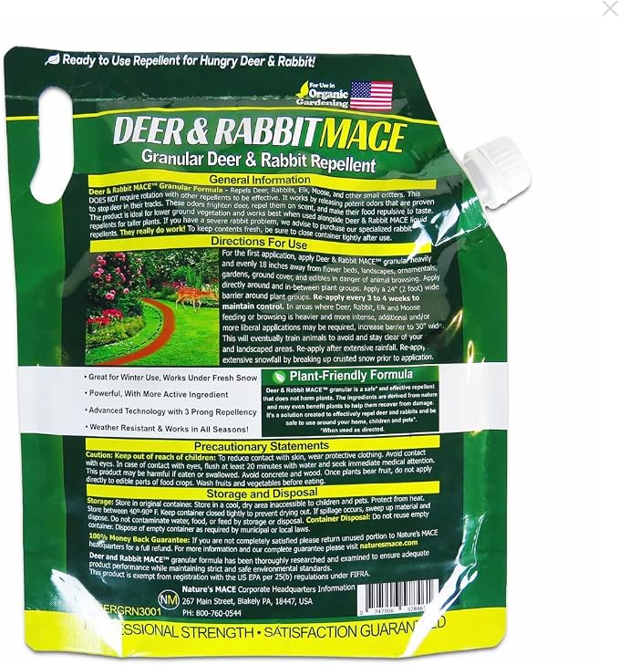 Nature's MACE Deer and Rabbit Mace, Deer Repellent for Plants, Repel Deer from Your Garden, Flowers, Yard, Protect Plants Fast, Deer Deterrent, Create a Deer Free Barrier, Pet & Plant Safe, 2.5 lb