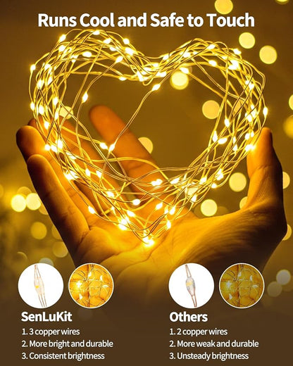 SenLuKit Copper Wire Fairy Lights Waterproof Plug in Christmas String Lights with Remote for Living Bed Room, Backyard, Patio, Garden, Porch, Wedding or Christmas Decorations