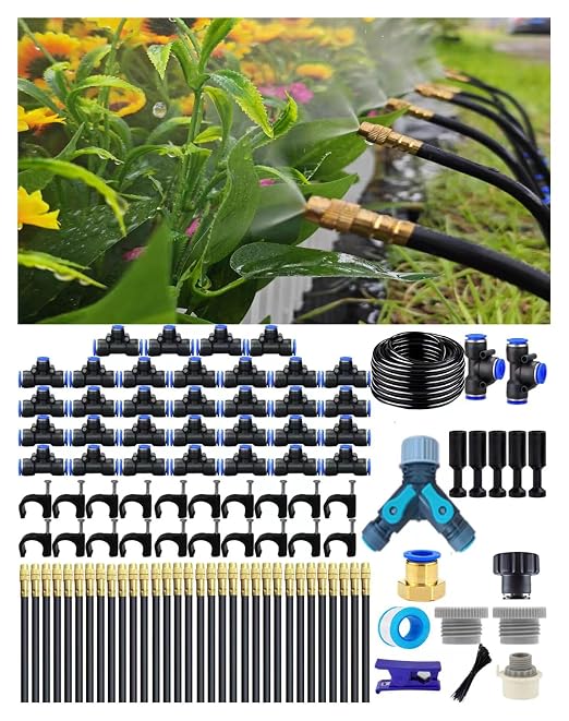 Drip Irrigation System,Automatic Garden Watering System,360° Adjustable Spray Sprinkler Kit, Easy Installation No Tools, Fine Mist Watering for Garden,Patio,Potted Plants,Courtyard Watering System