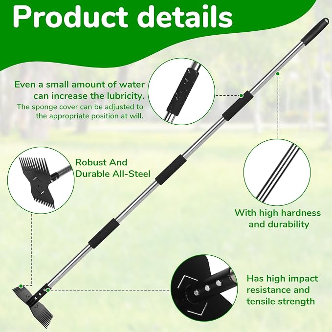 Garden Tools,Weeder Tool,63" Weed Puller Tool with Long Handle,Easy Weeding Without Bending or Squatting Down,Weeding Tools Suitable for Farm Planting and Gardening(Black 24 Claws)