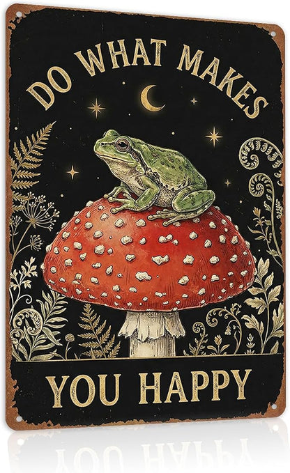 Garden Decor Sign Do What Makes You Happy Frog Wall Art | Nature Lovers • Garden Patio Display • Garden Theme • Whimsical Cottage Style • UV Printed • 8x12 Inch