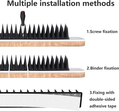 Bird Spikes, 20 Packs Bird Deterrent, Raccoon for Outdoor Repelling Reptiles, Squirrel Spikes for Fences and Roofs to Keep Birds Away（18.7Feet）