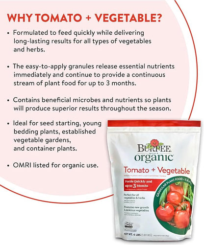 Burpee Organic Tomato & Vegetable Granular Plant Food, 4 lb