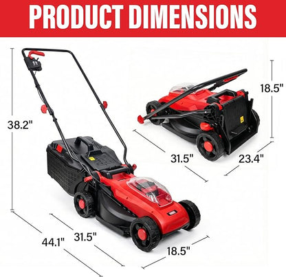MZK 20V 13" Electric Lawn Mower, Brushless Cordless Lawn Mower with 4-Position Height Adjustment, Walk-Behind Push Mowers with 8 Gallon Grass Bag, 2 x 4.0Ah Batteries & Charger Included, LM13B4
