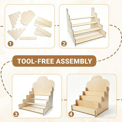 Paint Stand Compatible with Tamiya,Wooden | 4 Tier Paint Stand Rack,Model Kit Tool Organizer and Storage Rack for Painting Hobby and Tools