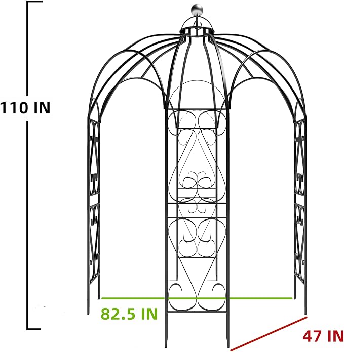 OUTOUR Versatile Oversized 9FT Iron Garden Gazebo Arbour Arbor Heavy Duty Metal ArchTrellis Support for Plants Climbing Garden Outdoor Yard Patio Wedding Party Ceremony Decor Arch