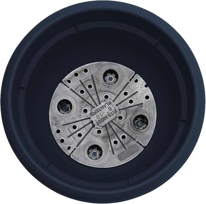 Bloem Ariana 16" Plastic Self-Watering Planter, Navy, 2-Pack | Self-watering disk at the bottom of each pot that acts as a water wick and reservoir for optimal plant health