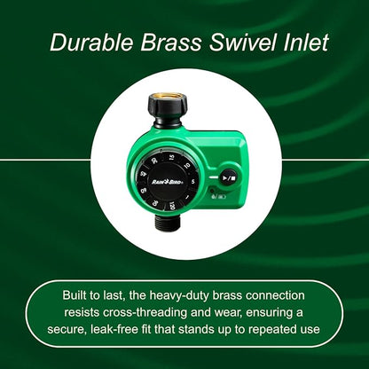 Rain Bird 1ZEHTMRS Simple-Set Hose End Timer, One Zone/Station, Battery Operated, 3/4" Garden Hose Thread, Heavy-Duty Brass Inlet, Dial with Brass Inlet