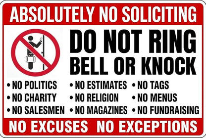 No Soliciting Sign for Front Door, Funny “Don’t Knock or Ring Doorbell” Aluminum Door Sign, 12 * 8 Inch No Soliciting Sign for House, Home Decor, Entryway, Porch & Office
