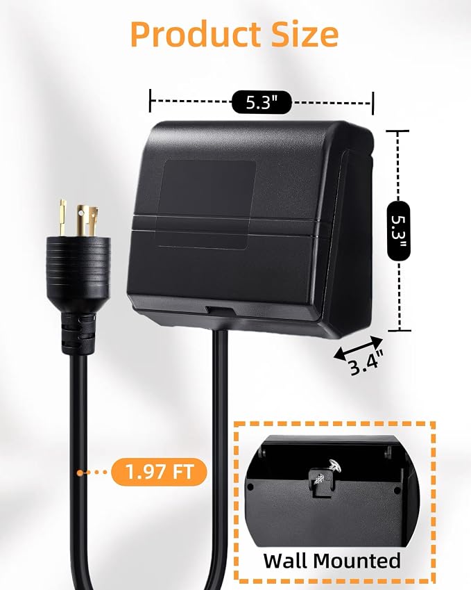 Digital Pool Pump Timer,NEMA L5-20R Plug-in Timer with Dual Outlets
