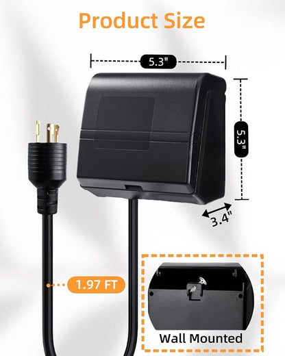 Digital Pool Pump Timer,NEMA L5-20R Plug-in Timer with Dual Outlets