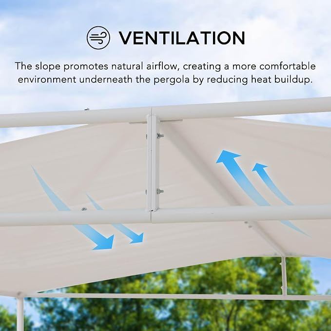 SUNJOY 10' x 10' Outdoor Pergola, Darkeford Metal Pergola with White Sling Fabric Sun Shade Canopy for Outdoor Patio, Garden,Yard, Deck, Entertaining