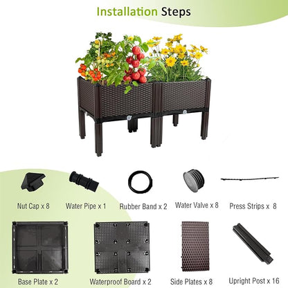 Raised Garden Bed Planters for Outdoor Plants with Legs Elevated Rectangular Planter Boxes Garden Patio Balcony Deck for Planting Flowers, Vegetables, Tomatoes, and Herbs