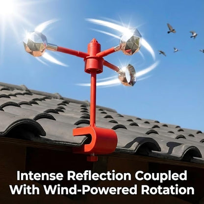 Bird Scare Reflective Device,Silver, Wind Powered Spinning, Bird Reflectors, Keep Pigeon Woodpeckers Seagull Away for Garden Patio,Equipped with a Straight Pole and a Base.