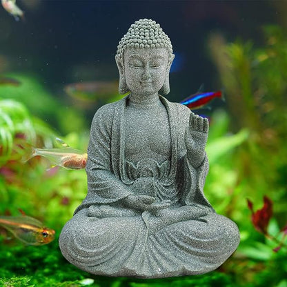 livelyfish Fish Tank Buddha Statue Handmade Japanese Aquarium Decoration Heavy-Duty Peace Hand Meditation Buda Sculpture for Aquarium Fish Tank Home Decor, Large-B